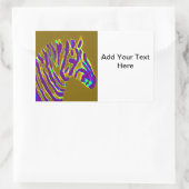 ゼブラアートパープルストライプカスタム 長方形シール (バッグ)