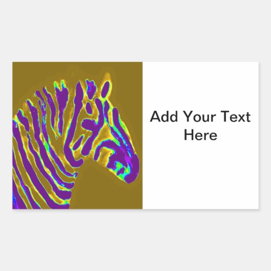 ゼブラアートパープルストライプカスタム 長方形シール (正面)