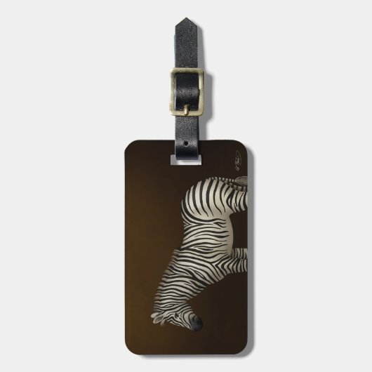 ゼブライラストレーションアフリカエキゾチック動物 ラゲッジタグ (正面縦)