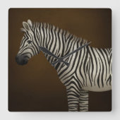 ゼブライラストレーションエキゾチックワイルドライフスクエア スクエア壁時計 (正面)