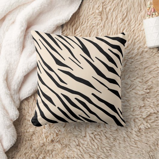 ゼブラインスパイアブラック&ベージュ装飾用クッション クッション (ブランケット)