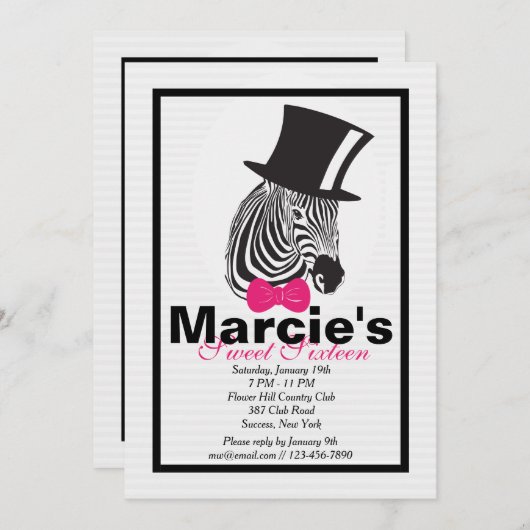 ゼブライントップハット招待状 招待状 (正面/裏面)