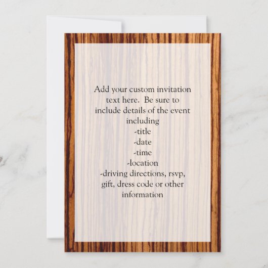 ゼブラウッフェイクドウッドグレインエグゼクティブ 招待状 (裏面)