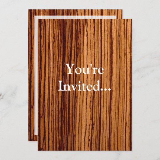 ゼブラウッフェイクドウッドグレインエグゼクティブ 招待状 (正面/裏面)