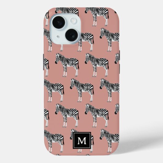 ゼブラエキゾチック動物パターン赤面ピンクモノグラム Case-Mate iPhoneケース (裏面)