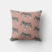 ゼブラエキゾチック動物パターン赤面ピンク クッション (正面)