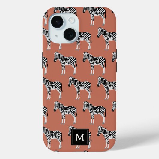 ゼブラエキゾチック動物模様テラコッタモノグラム Case-Mate iPhoneケース (裏面)