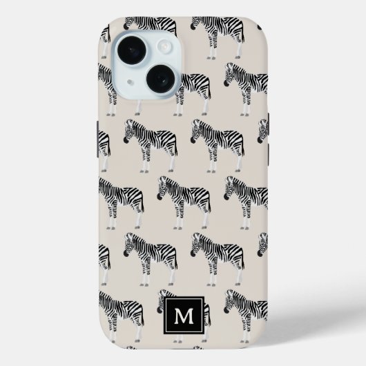 ゼブラエキゾチック動物模様ベージュモノグラム Case-Mate iPhoneケース (裏面)