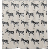 ゼブラエキゾチック動物模様ベージュ シャワーカーテン (正面)