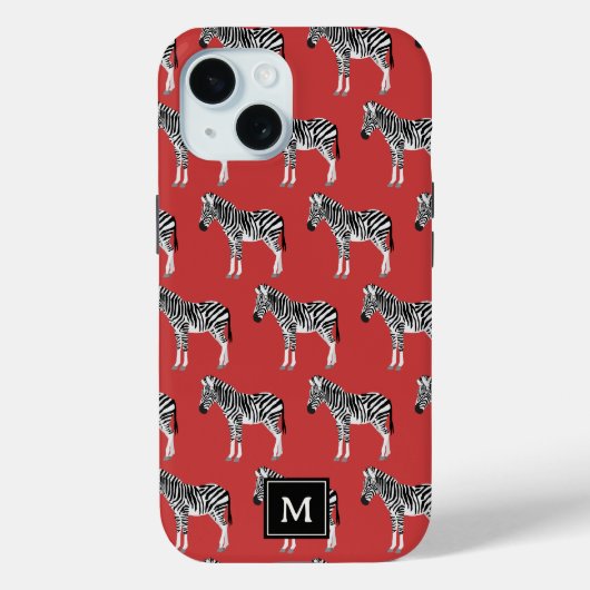ゼブラエキゾチック動物模様深いレッドモノグラム Case-Mate iPhoneケース (裏面)