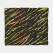 ゼブラエレガントアニマルプリントストライプピーコックフェザー フリースブランケット (正面(横))