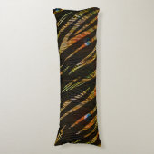ゼブラエレガントアニマルプリントストライプピーコックフェザー ボディピロー (正面縦)