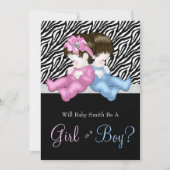 ゼブラエレガントジェンダーがシャワーを明かす 招待状 (正面)