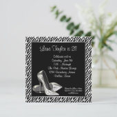 ゼブラエレガントハイヒール誕生日パーティー 招待状 (スタンド正面)