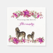 ゼブラエレガントピンクフローラベビーシャワーパーティー スタンダードカクテルナプキン (正面)