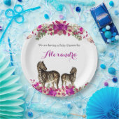 ゼブラエレガントピンクフローラベビーシャワーパーティー ペーパープレート (パーティー)