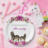 ゼブラエレガントピンクフローラベビーシャワーパーティー ペーパープレート (パーティー)