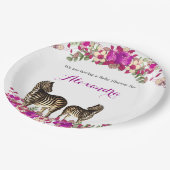 ゼブラエレガントピンクフローラベビーシャワーパーティー ペーパープレート (アングル)