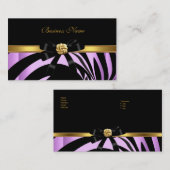 ゼブラエレガントブラック薄紫金ゴールドジュエルボウ 名刺 (正面/裏面)