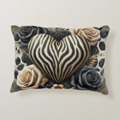 ゼブラエレガントプリントハートとバラ アクセントクッション (裏面)