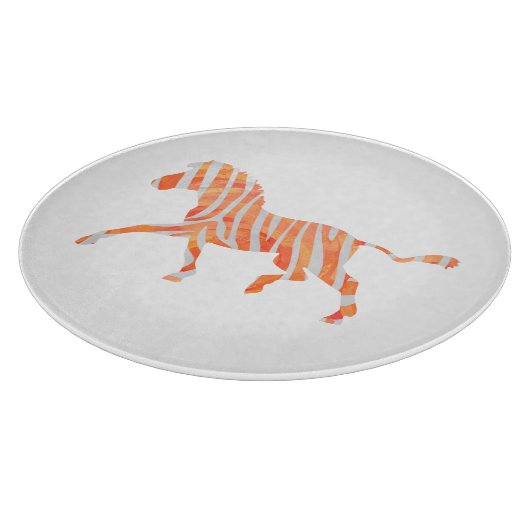 ゼブラオレンジとホワイトシルエット カッティングボード (角)