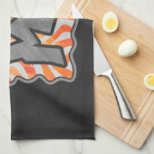 ゼブラオレンジとホワイトワイルドミー キッチンタオル (四つ折り)