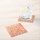 ゼブラオレンジアンドホワイトプリント スクエアペーパーコースター (インサイチュ)