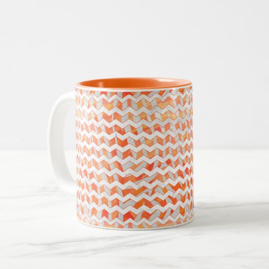 ゼブラオレンジアンドホワイトプリント ツートーンマグカップ (正面左)