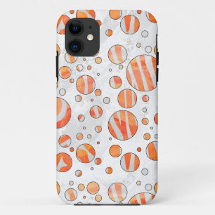 ゼブラオレンジアンドホワイト水玉模様 iPhone 11 ケース