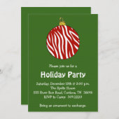 ゼブラオーナメントホリデーパーティ招待状 招待状 (正面/裏面)