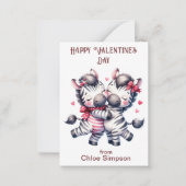 ゼブラカップル子供のバレンタイン教室パーティー ノートカード (正面)