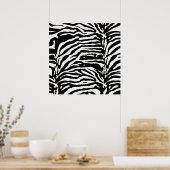 ゼブラカモフラージュ黒と白のパタ芸術的ーン ポスター (キッチン)