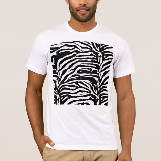 ゼブラカモフラージュ黒と白のパタ芸術的ーン Tシャツ (正面)