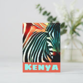 ゼブラカラフルアポップ・アートの・ケニア旅行ポスタースタイル ポストカード (スタンド正面)