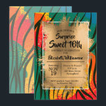 ゼブラカラフルスウィート16th誕生日招待状<br><div class="desc">シックなカラフルのアニマルプリントパターンは金ゴールドフォイルフェイクとシックなレタリングにあなたの誕生日パーティーの詳細を重ね素晴らしる任意の年齢の誕生日。COORDINATINGアイテムは私たちの店で利用可能。</div>
