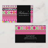 ゼブラカラフルハートデザイン名刺 名刺 (正面/裏面)