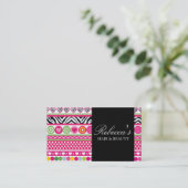 ゼブラカラフルハートデザイン名刺 名刺 (スタンド正面)