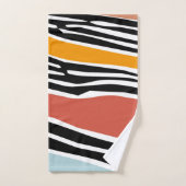ゼブラカラフル印刷デザイン付き抽象芸術図形 バスタオルセット (ハンドタオル)
