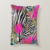 ゼブラカラフル抽象芸術柄 アクセントクッション (裏面(縦))