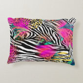ゼブラカラフル抽象芸術柄 アクセントクッション (裏面)