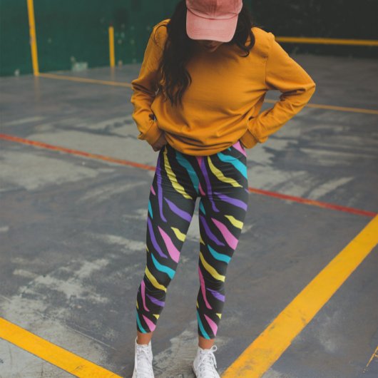 ゼブラカラフル野生動物のパターン レギンス