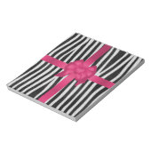 ゼブラガーリースキン黒と白のピンクボウ ノートパッド (回転)