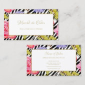 ゼブラガーリープリントピンクピオニーフォーラル美しいブティック 名刺 (正面/裏面)