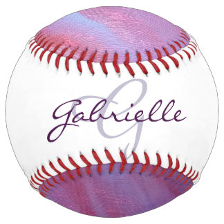 ゼブラガーリー抽象芸術 |かわいいピンク紫モノグラム ソフトボール