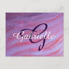 ゼブラガーリー抽象芸術 |かわいいピンク紫モノグラム ポストカード