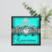 ゼブラキンセアニェラ15thバースデーパーティーティール（緑がかった色）レース 招待状 (スタンド正面)