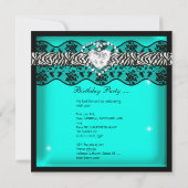 ゼブラキンセアニェラ15thバースデーパーティーティール（緑がかった色）レース 招待状 (裏面)