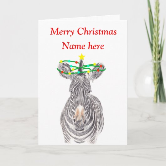 ゼブラクリスマスカード、カスタマイズ可能なホリデーカード シーズンカード (正面)