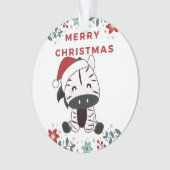 ゼブラクリスマスゼブラス冬の動物オーナメント オーナメント (正面)