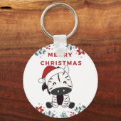 ゼブラクリスマスゼブラス冬の動物キーチェーン キーホルダー (正面)